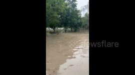 Flooded Area after Yamuna River Overflow in Delhi, India