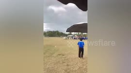 Three people injured when storm blows away tent on school field