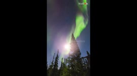 A captivating view of the Northern Lights and the moon *Aurora Borealis*