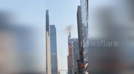 Fire crews battle crane inferno collapse in Manhattan, New York