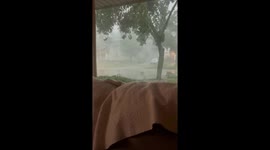 Yard tree cracks and falls off when the storm picks up strength *Crazy Happening*