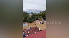 Houses submerged by severe floods from Super Typhoon Doksuri in the Philippines