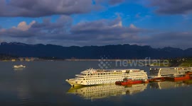 Three Gorges Zigui Port Evening Scenery in Yichang, China