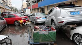 Cars overturned and trees uprooted as typhoon Doksuri lashes China