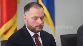 New Prefect Rares Hopinca at His Swearing-in Ceremony in Bucharest, Romania