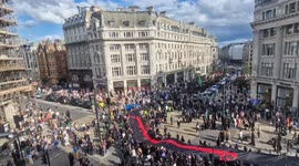 Thousands of Shia Muslims marking Ashura carry incredible 120-metre-long banner through Central London