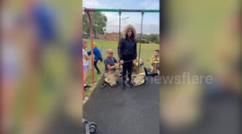 Firefighters free mother trapped in baby swing in Essex