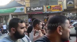 Palestinian demonstrators chant slogans during a protest against the territory's chronic power outages and difficult living conditions along the streets of Jabalia refugee camp in the northern Gaza Strip