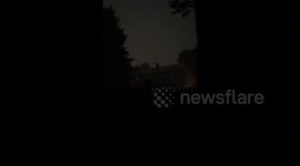 Night Thunderstorm Hits Brockton, MA, USA