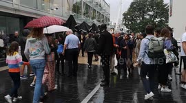 The public watch as Piers Corbyn protests outside the Royal Festival Hall where Greta Thunberg was speaking at an event called Greta Thunberg: The Climate Event