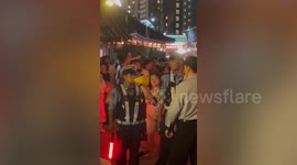 Woman dances naked at fireworks festival in Japan
