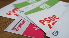 Spanish political party ballots and letters in Madrid, Spian