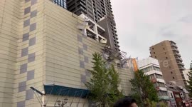 Japan: Scaffolding Collapses At Construction Site After Thundery Rain In Tokyo