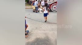 Overworked horse collapses with exhaustion at tourist spot in the Philippines