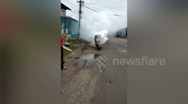 Huge cloud of smoke erupts out of burning electric scooter in India