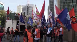 Central Dos Workers Make Act Against High Interest Rates In Sao Paulo, Brazil