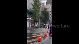 Japan: Scaffolding Collapses At Construction Site After Thundery Rain In Tokyo 2
