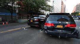 Stolen Vehicle Crashes Into Multiple Cars In Manhattan, New York, NY, USA