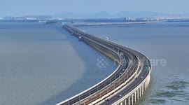 The Shijiu Lake Bridge Winds Across The Lake in Nanjing, China