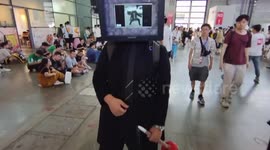 Cosplayer Wears A Vintage Display on Head at 2023 Chinajoy in Shanghai, China