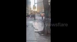 US: Suspect Steals Forklift And Crashes Into Apple Tower Theater In LA