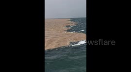 A Peculiar Spectacle Unfolds as the Yellow River Enters the Sea in Dongying, Shandong, China