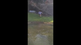 Woman Pulls Off Knee Slide Faceplant Into Lake