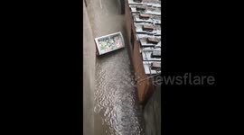 A Floating Freezer Embarks on Its Journey in the Flood in Fuzhou, China