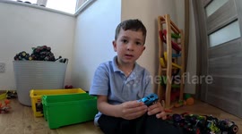 Cute 5 year old Rory shows his encylopedic knowledge of toy cars