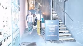 Lily Allen departs the theatre in a highly sparkly dress