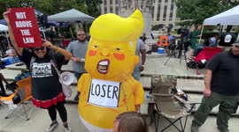‘Baby Trump’ demonstrator performs outside DC federal courthouse