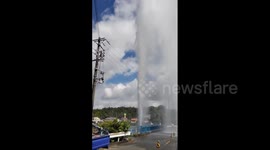 Japan: Burst Water Pipe Shoots Meters High Fountain In Shizuoka