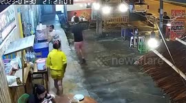 Diners flee as out-of-control pick-up truck ploughs into barbecue restaurant 'when driver dozes off'