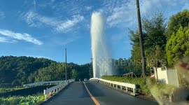 Japan: Burst Water Pipe Shoots Meters High Fountain In Shizuoka 2
