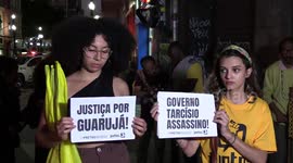 Black movement of Sao Paulo demonstrates against deaths in Guaruja, Brazil