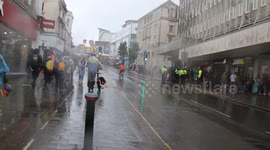 STORM ANTONI - PRIDE PARTY GOERS IN THE RAIN - BRIGHTON SEAFRONT VIA THE LANES - PRIDE WASHOUT - UNCUT FOOTAGE FROM PIER SEAFRONT -