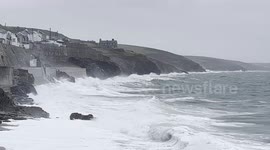 Storm Antoni batters the Cornish coastline at Porthleven