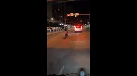 SUV Merges Into Houston Metrorail