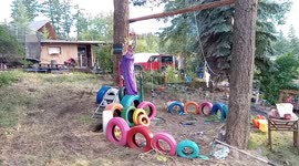 Birthday Woman Flips Off Backyard Zipline