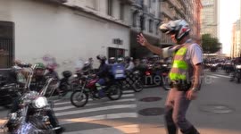 Bikers promote motociata in solidarity with the police, in São Paulo