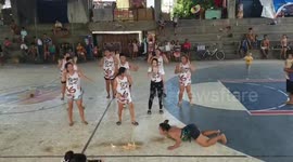 The event took place in Philippines in a school girls basketball match. The entertainer did an awesome job