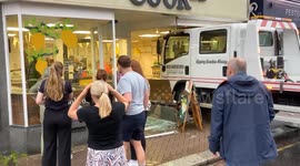 Shocking video footage from witness shows moments after truck crashes into shop front