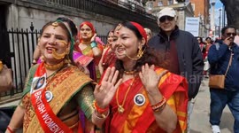 Hundreds of British-Indian women dazzle in London Saree Walkathon