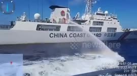 Chinese Coast Guard ship fires water cannons on Philippines government vessel in disputed waters