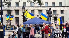 Piers Corbyn confronts pro-Ukraine rally waving Azov Brigade flag near WW2 memorials