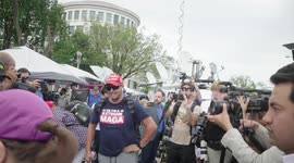 Chaotic Crowd of Conflicting Protestors, Some MAGA and Others Anti-Trump, During 3rd Federal Indictment