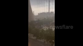 Transformer Explodes in the Gale in Shijiazhuang, Hebei, China