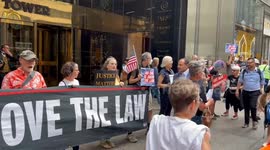 People Chant at Trump Indictment Rapid Response Event in New York, USA