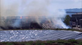 Haystack Fire during hot weather in Kent, UK
