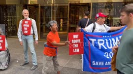 Trump Supporter at Trump Indictment Rapid Response Event in New York, USA